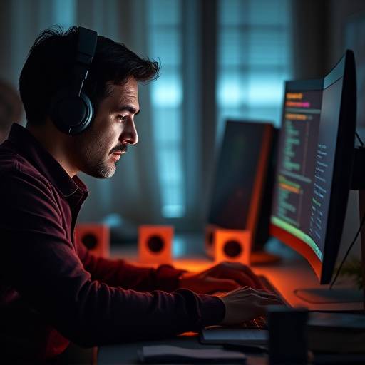 Image d'un scénariste travaillant sur son ordinateur, concentré sur son écran.